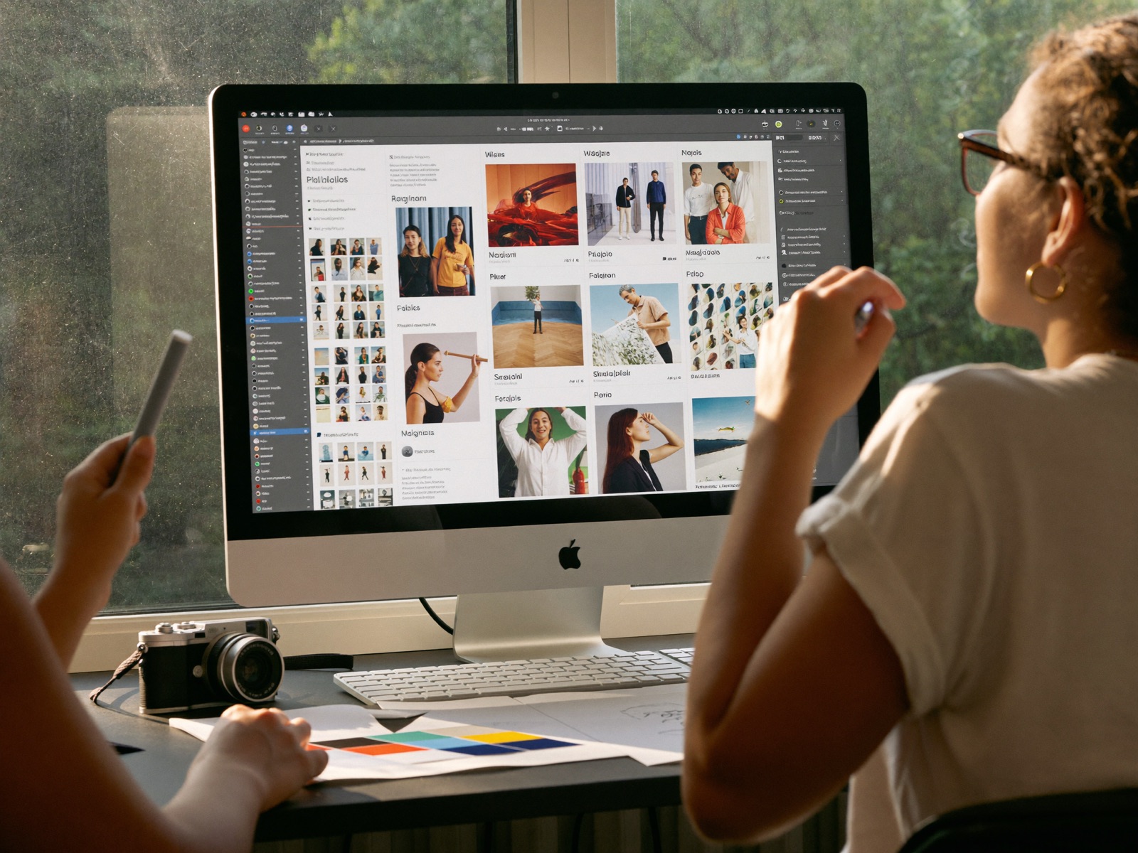 Globaly.Agency designers reviewing posts and video thumbnails